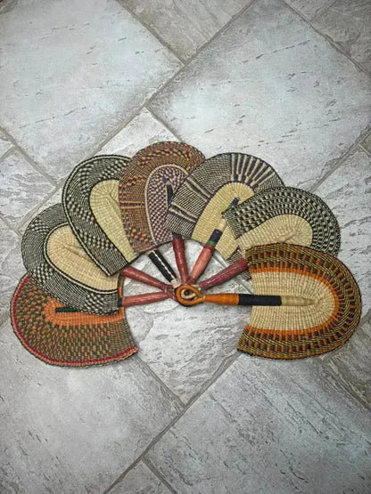 Eventails Bolga Damier naturel/noir KARELYS