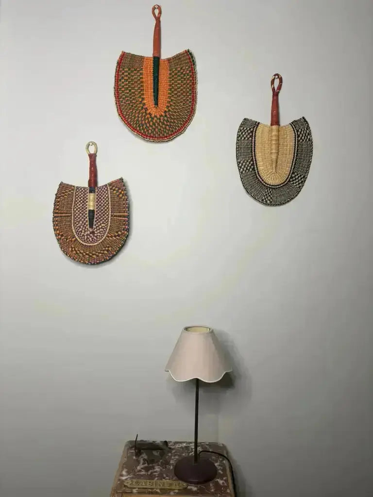 Eventails Bolga Damier naturel/noir KARELYS