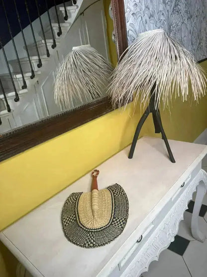 Eventails Bolga Damier naturel/noir KARELYS