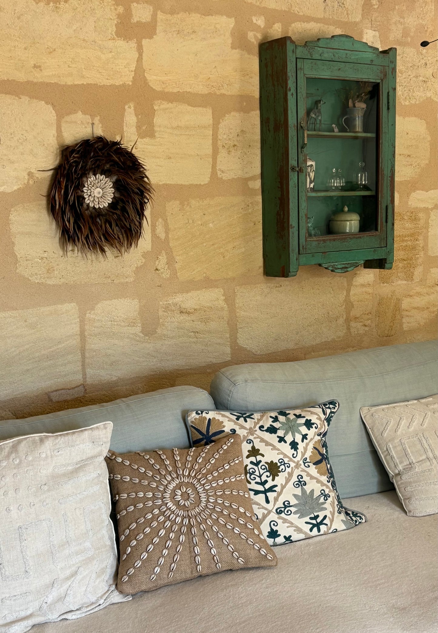 Housse de coussin jute motif coquillages - KARELYS